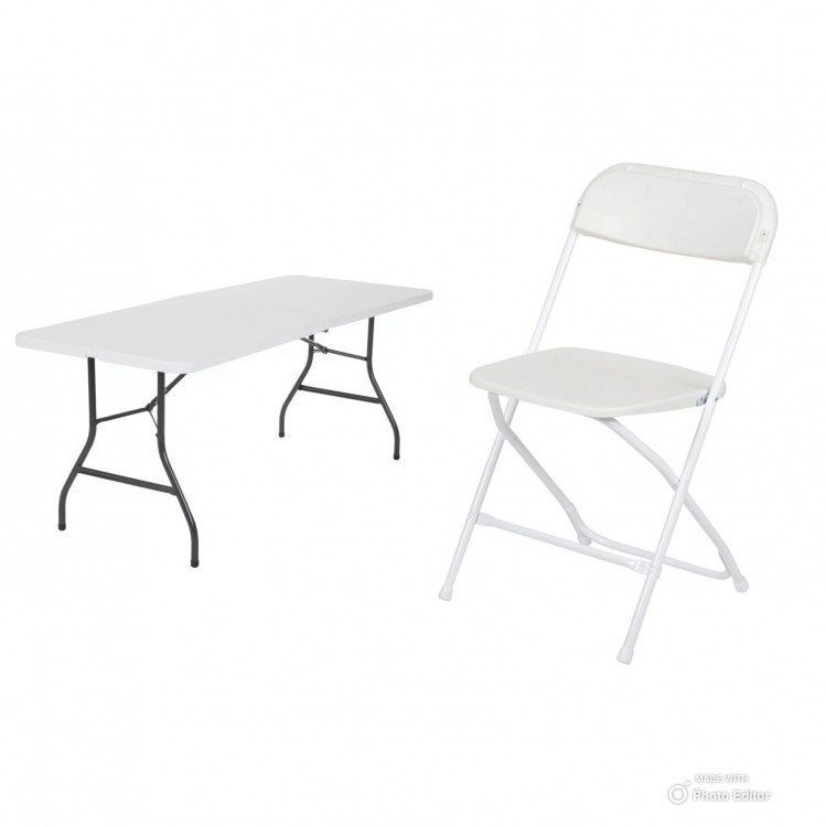 White Folding Chairs & Tables - The Jump House Company